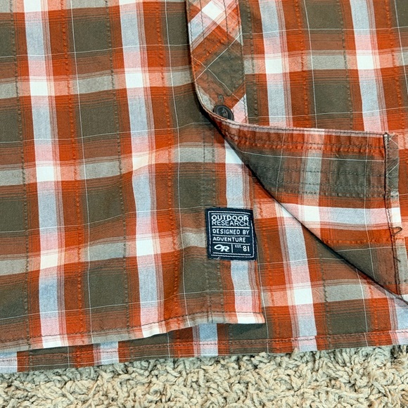 Outdoor Research Shirt Medium Brown Plaid Short Sleeve - Picture 3 of 6
